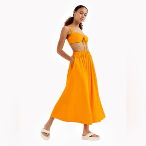 FOR LOVE & LEMONS Clementine Midi Skirt and Bra Top, Size L